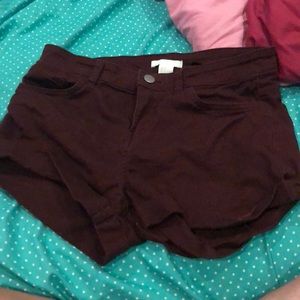 Maroon colored shorts
